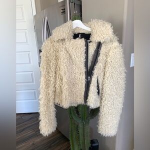 Free People Cropped Sherpa Coat Size S